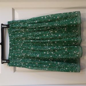 Max Studio Green & White Daisy Print Circle Skirt Woman XS